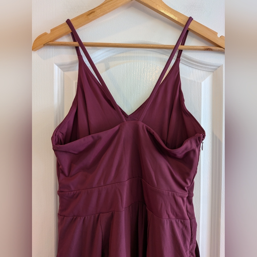 Halara Breezeful Wide Leg Jumpsuit Backless Pocket Burgundy Size S Flowy Resort - Picture 11 of 15